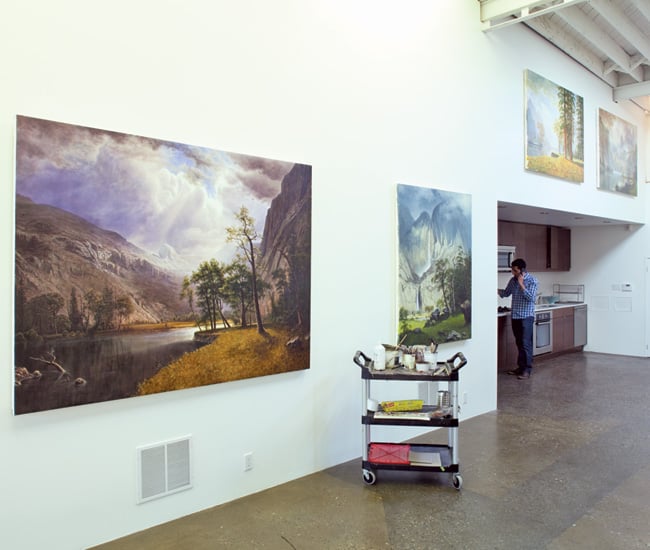 Kent Monkman paintings at his studio