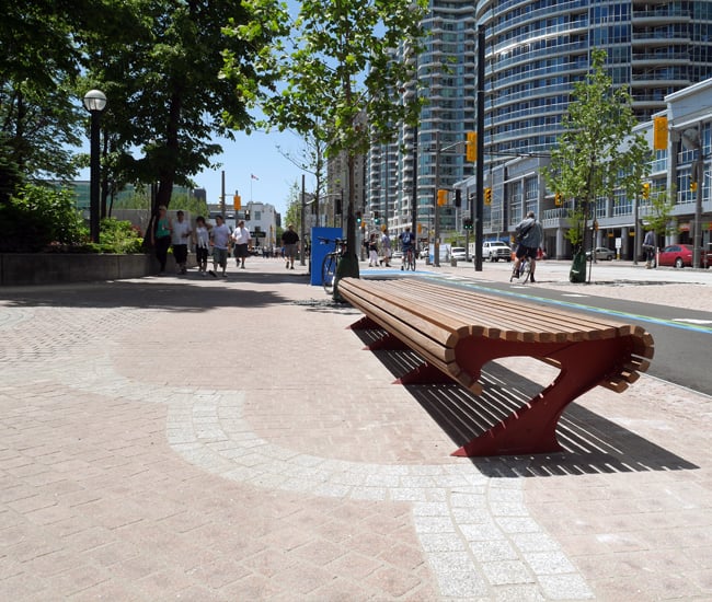 Muskoka-inspired Seating along Toronto waterfront, part of Queens Quay revitalization project