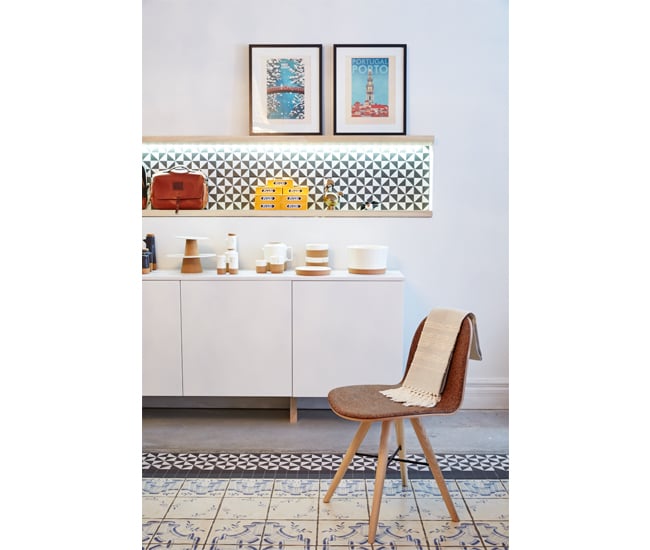 Chair with shelving and accessories
