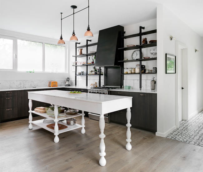 black and white kitchen