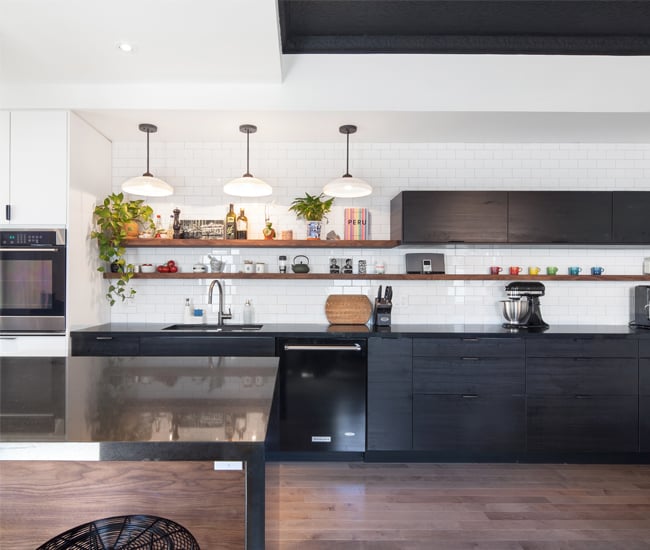 black and white kitchen
