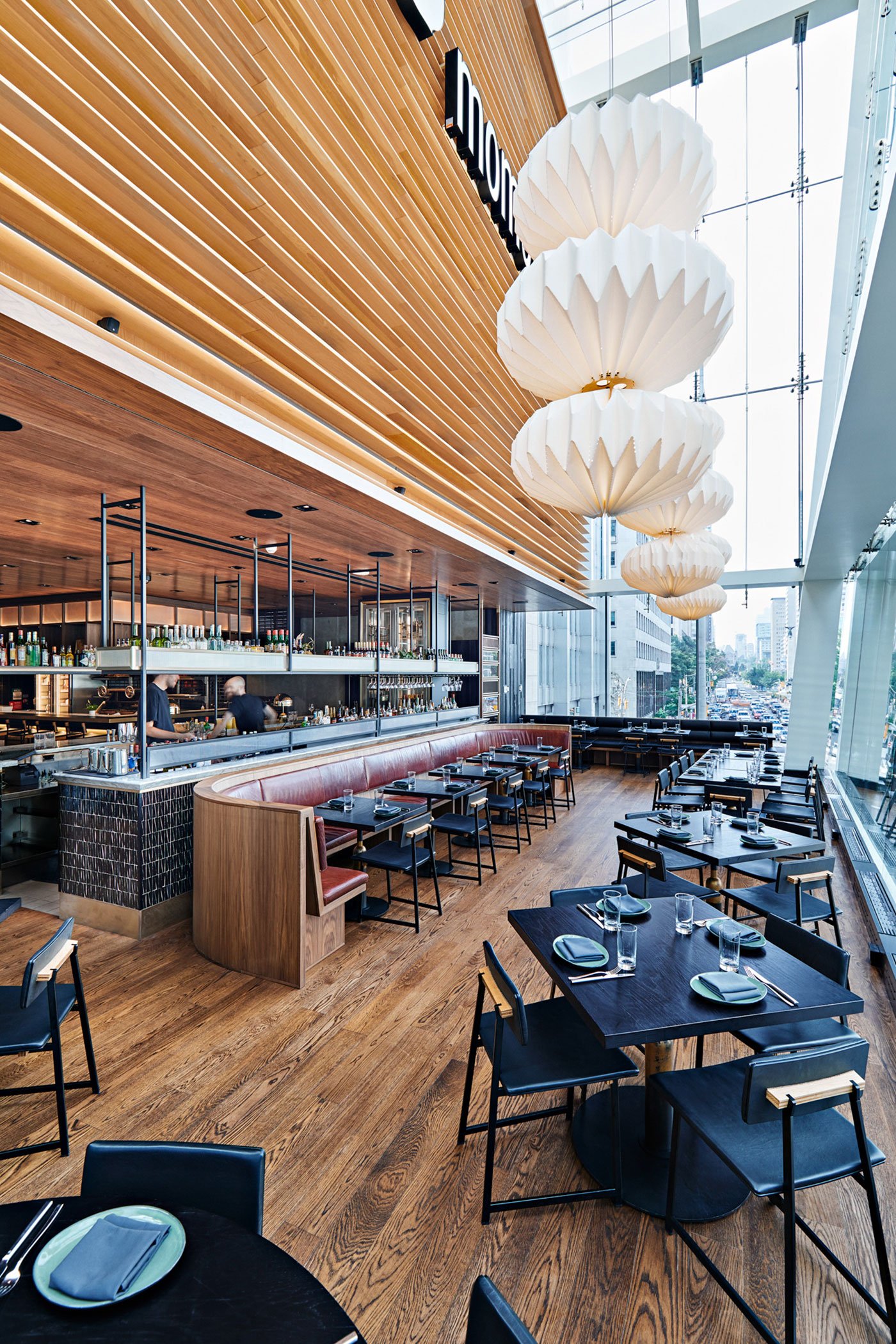 Interior space of Kōjin restaurant in Toronto