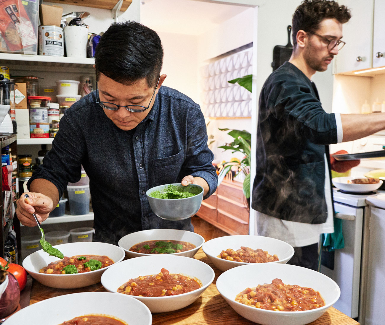 Designer Gabriel Li preparing lunch at Lunchroom