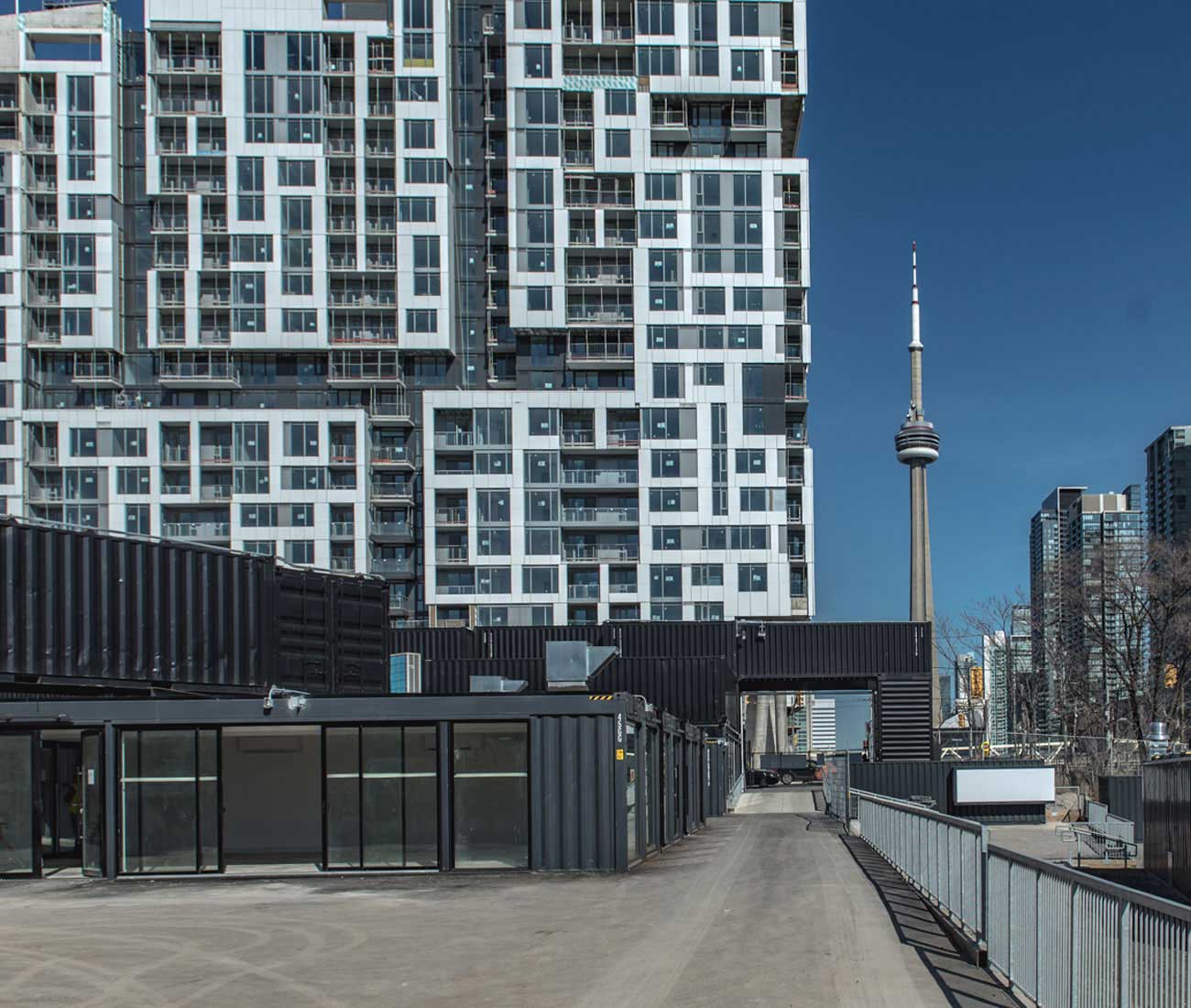 Stackt Market Toronto with the CN Tower in background