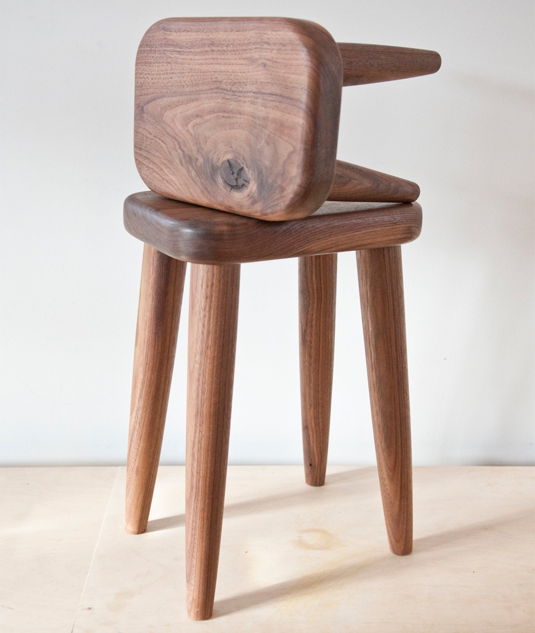 solid walnut stools by Toronto furniture maker 1925 Workbench