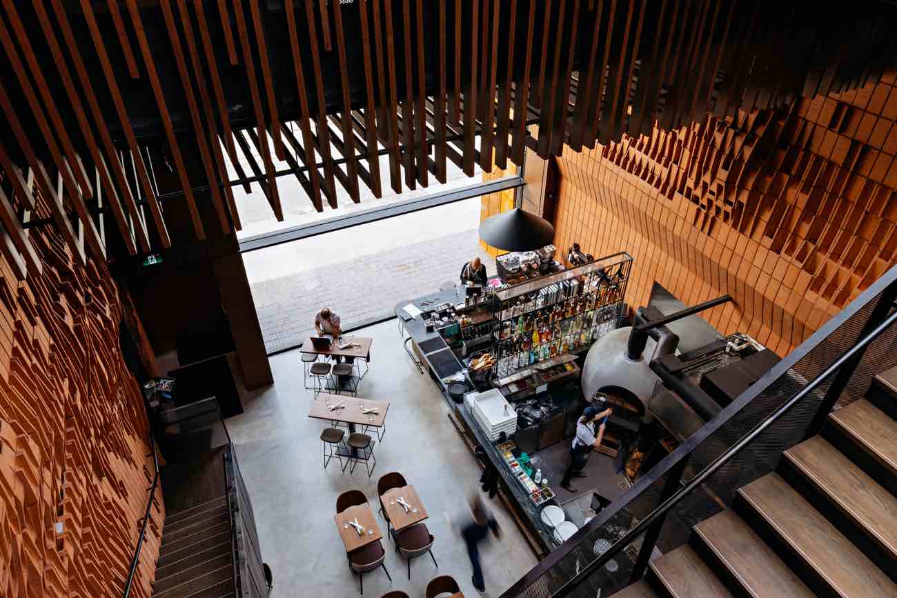 View from the second floor of Gusto 501 restaurant in Toronto
