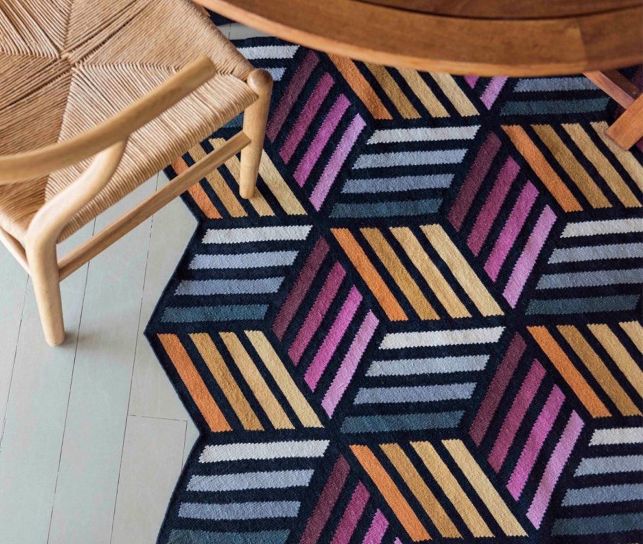 Playful Patterned rugs - Parquet Tetragon by Swedish studio Front