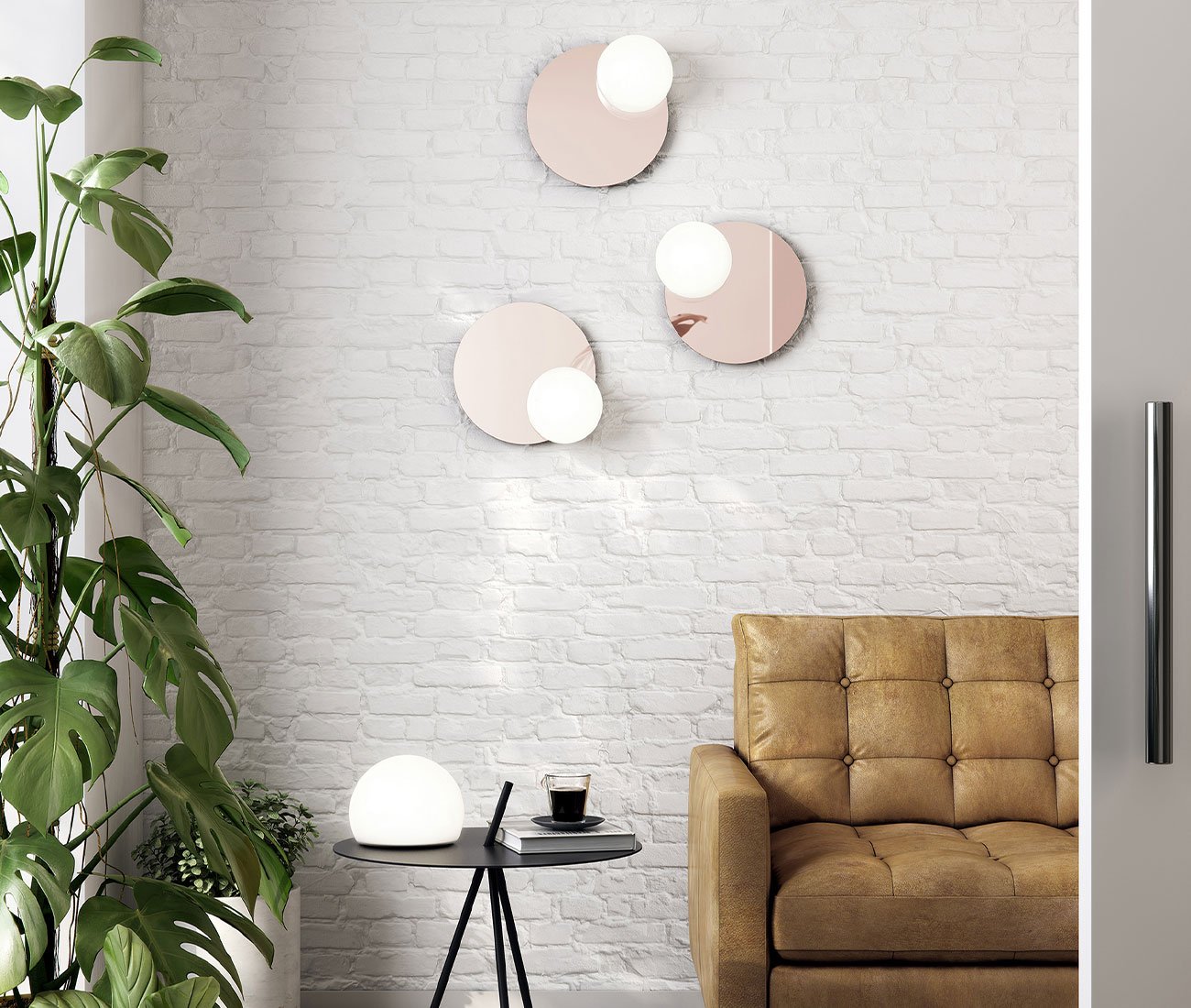 Circular wall lights in living area - Lightform new website shop