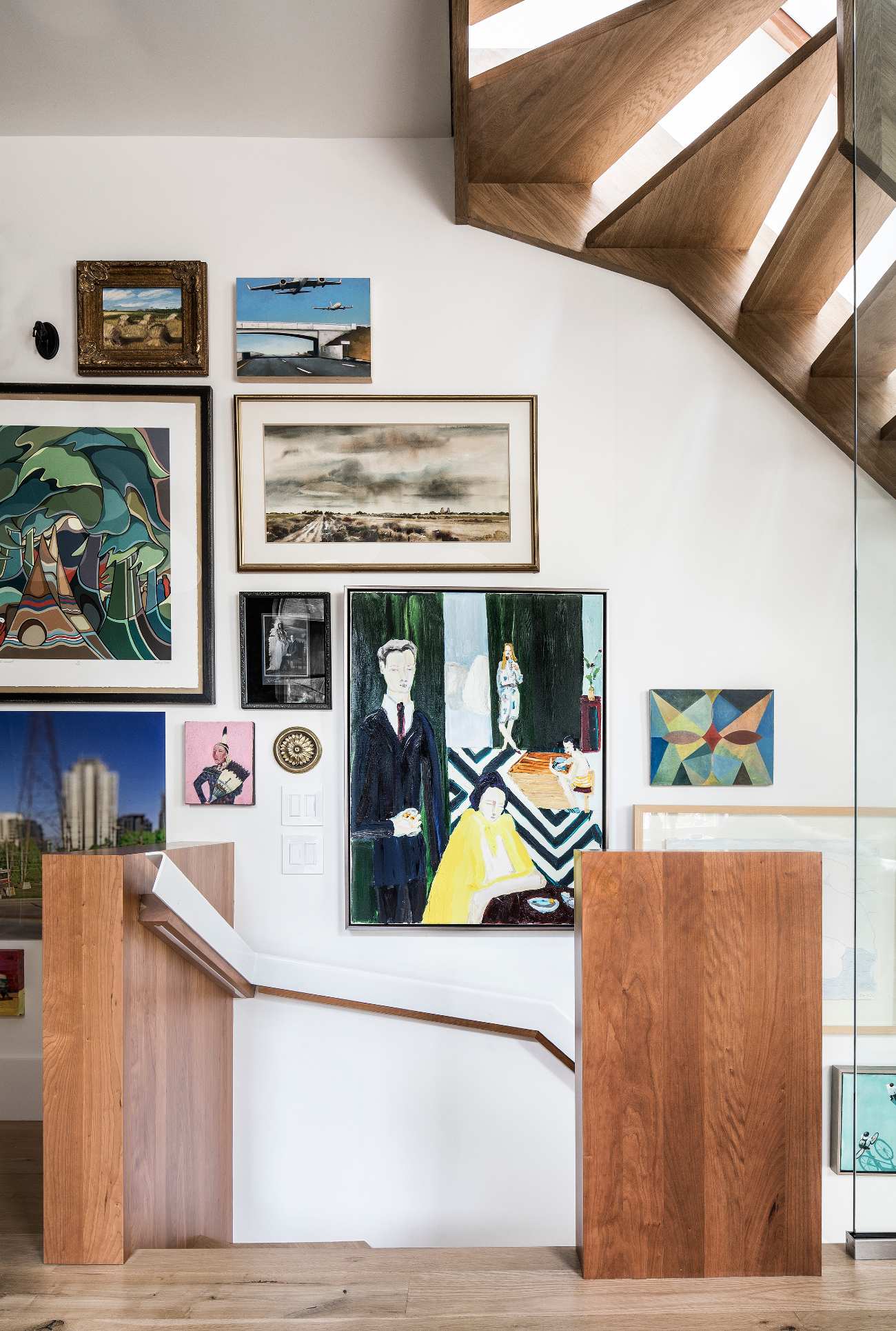 Millwork home, gallery wall featuring Annie Pootoogook, Daphne Odjig and Bradley Wood, amongst others