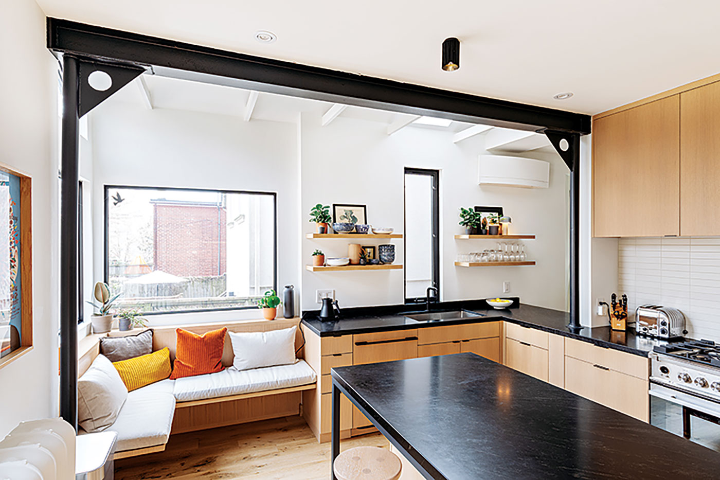 Exposed steel beams and columns