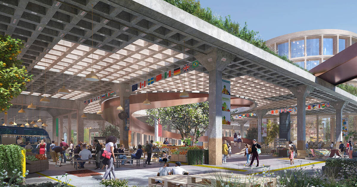 A rendering of the Downsview Park Redevelopment's Outdoor Plaza 