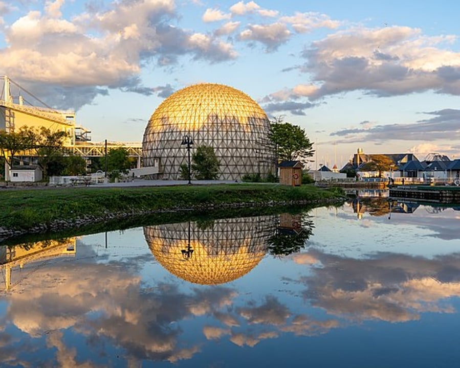 A current photo of the Cinesphere on the waterfront