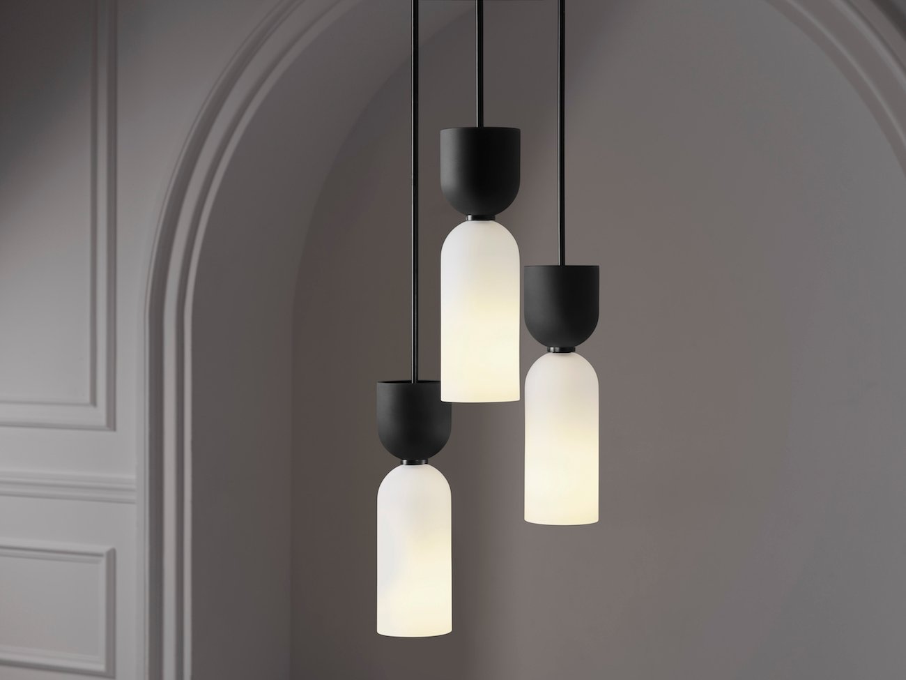 configuration of three Edie pendants