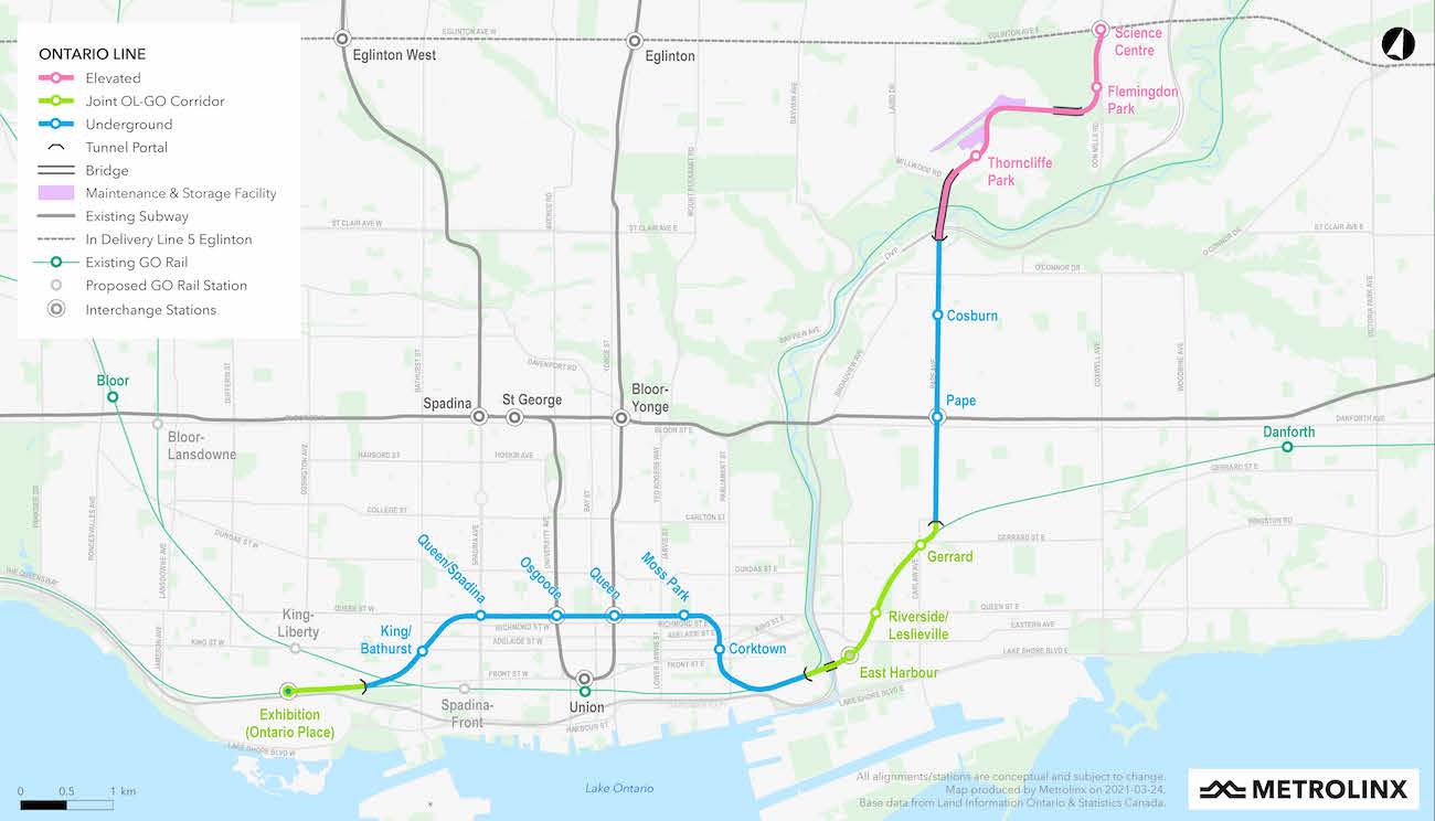 Ontario Line map